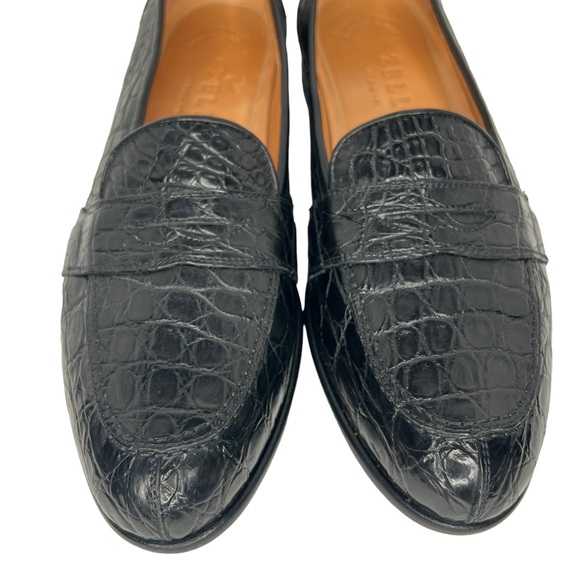 Zelli Italia Black Nic Roma Genuine Crocodile Leather Penny Loafers Size 12M - Picture 12 of 17
